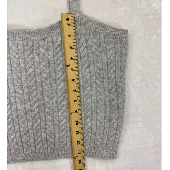 Express Gray Cable Knit Sweater Shrug 2 pc set with matching Cropped Tank Sz L - Picture 10 of 12
